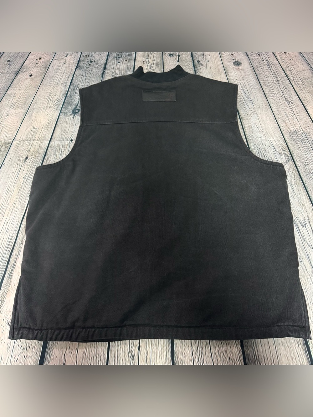 Indian Motorcycle Embroidered Black Canvas Men's Zip Vest Sherpa Lined Size 2XL - Picture 3 of 16